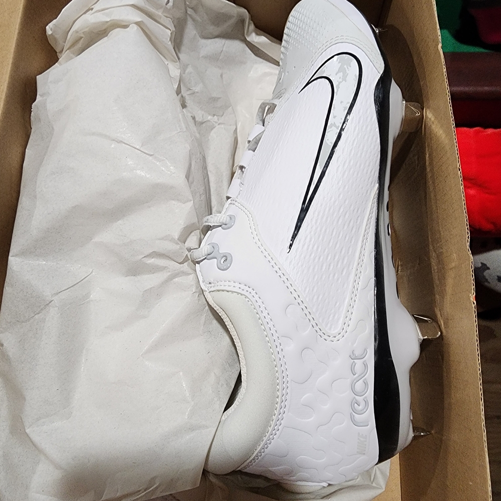 Nike White and Black Softball Shoes